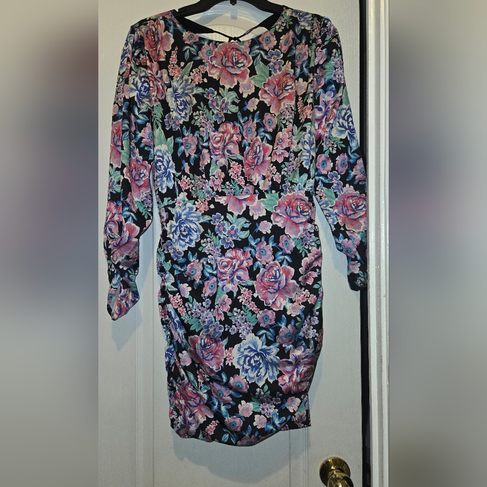 For Love And Lemons Multicolor Floral Long Sleeve Backless Dress
